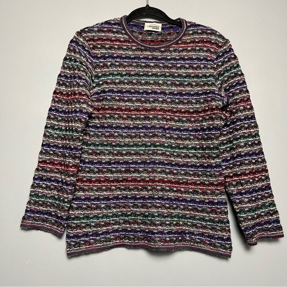 Missoni Sport Vintage 90s Chunky Knit Striped Crewneck Sweater Women’s Size 44/M